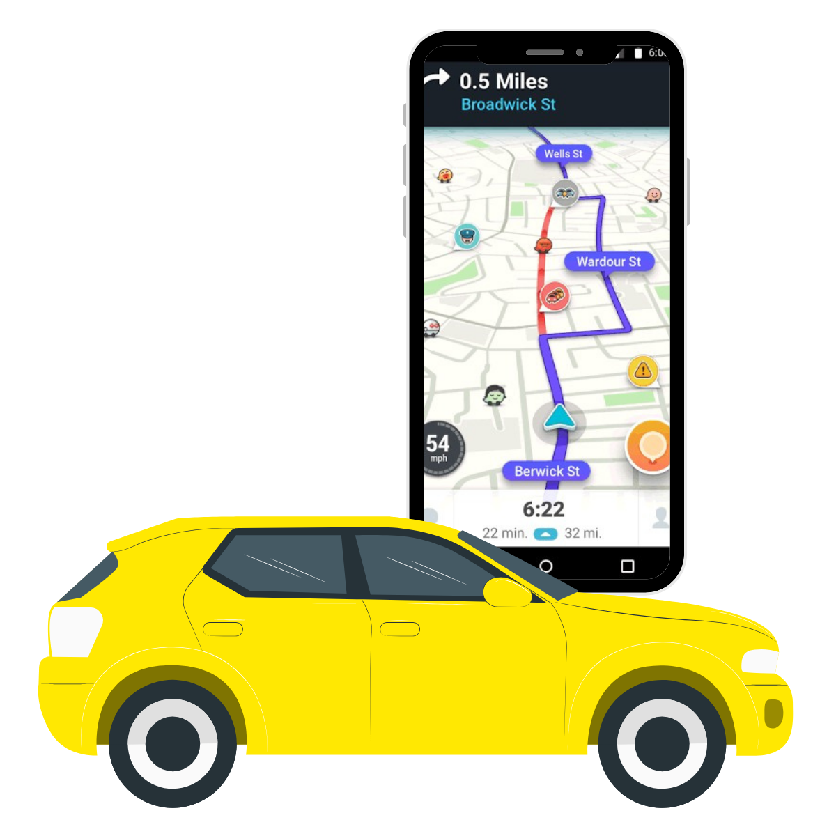Étape 2 conducteur Zayl : Waze se lance et vous prenez la route