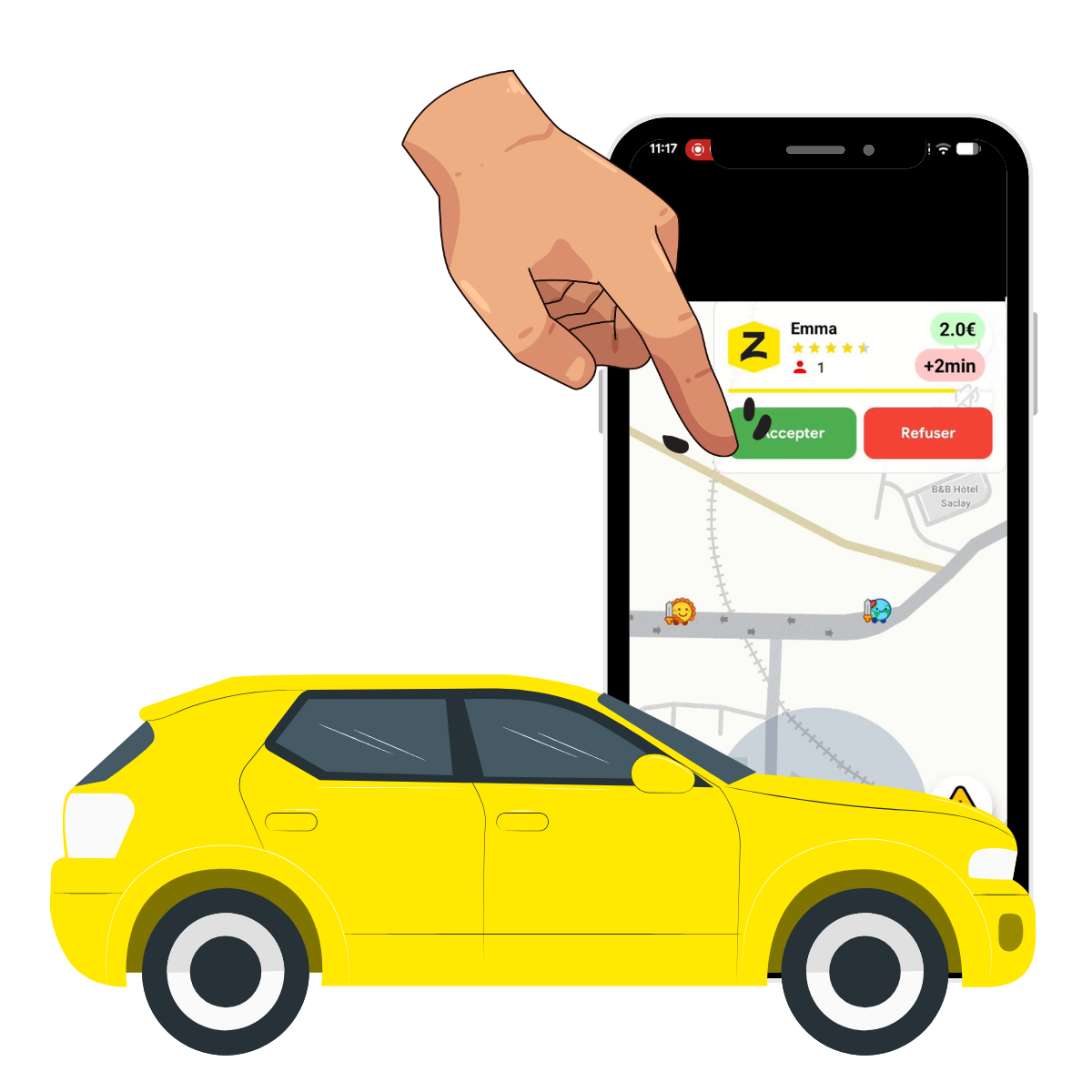 Étape 4 conducteur Zayl : accepter ou refuser la demande dans le GPS