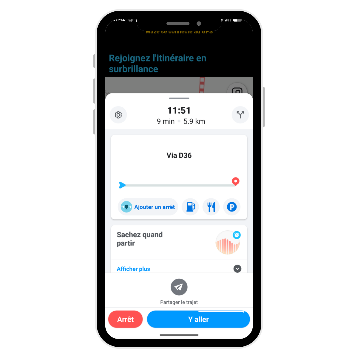 Étape 5 conducteur Zayl : mise à jour du trajet GPS après acceptation